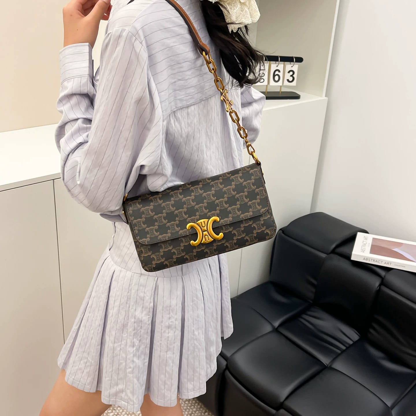 Celine Triomphe Canvas and Shoulder Bag.