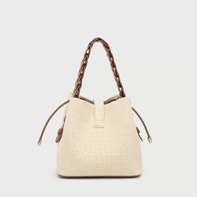 Handheld Bucket Girls Cream Bag