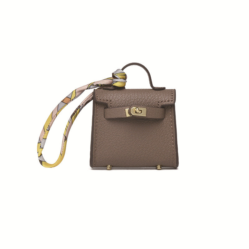 Top Grain Leather Mini Bag Charm Keyring