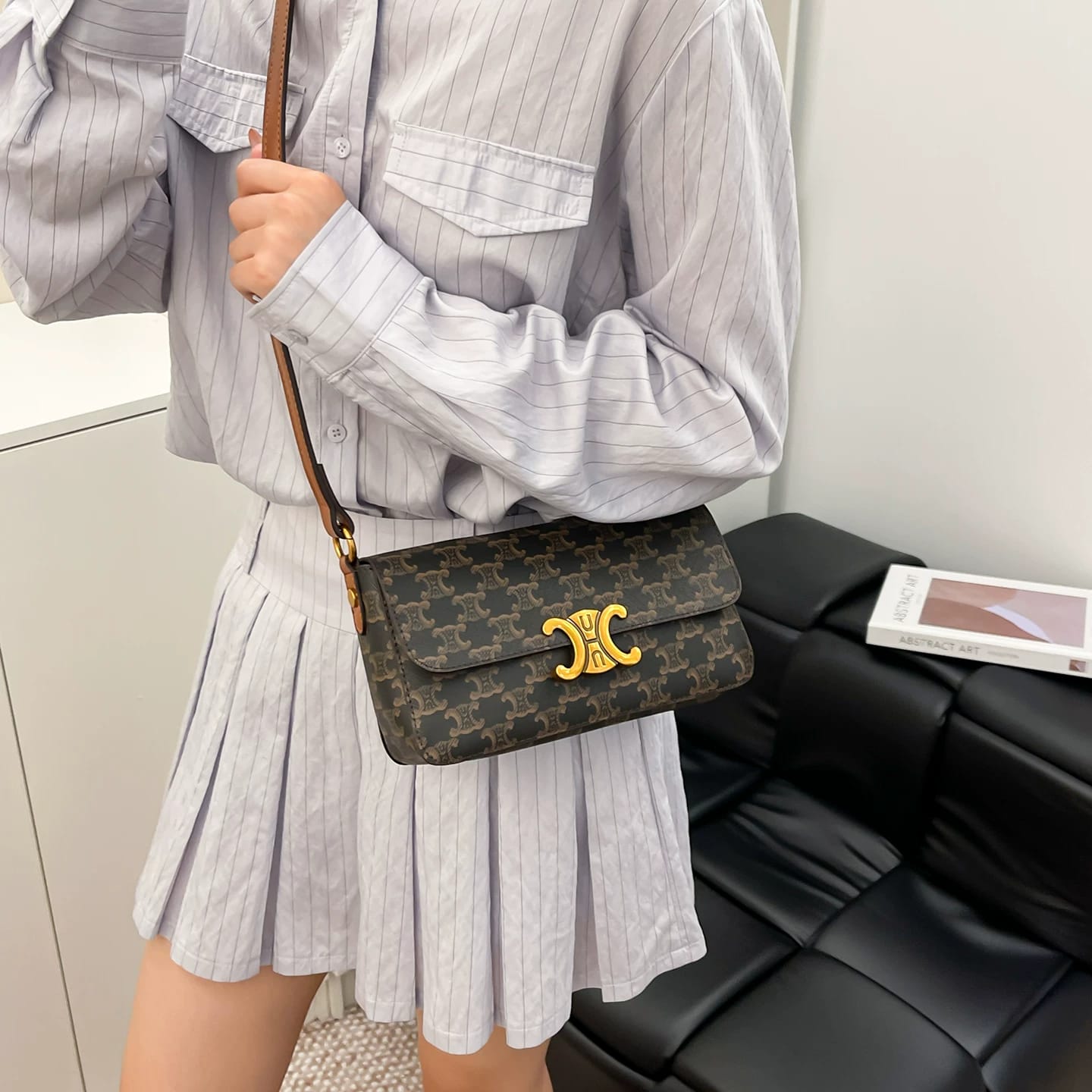 Celine Triomphe Canvas and Shoulder Bag.