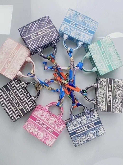 Top Grain Leather Mini Bag Charm Keyring
