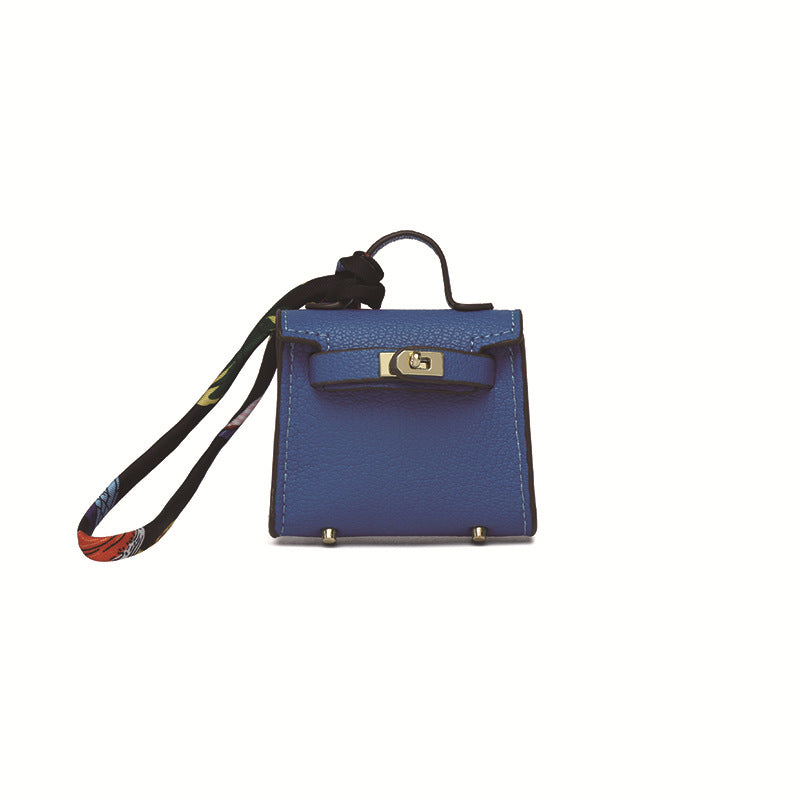 Top Grain Leather Mini Bag Charm Keyring