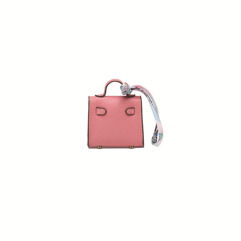 Top Grain Leather Mini Bag Charm Keyring