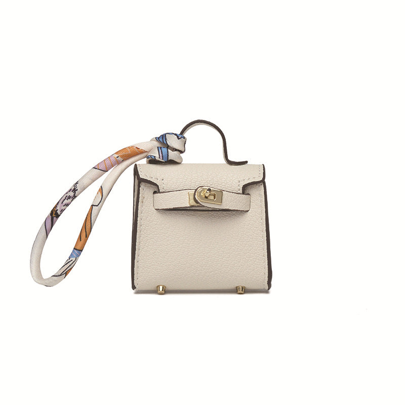 Top Grain Leather Mini Bag Charm Keyring