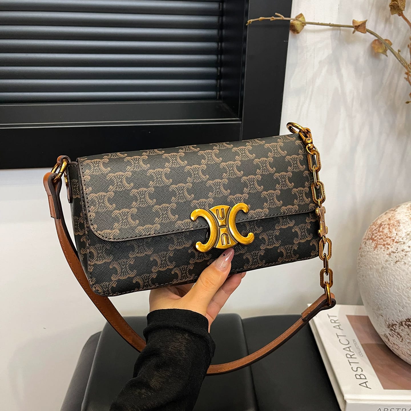 Celine Triomphe Canvas and Shoulder Bag.