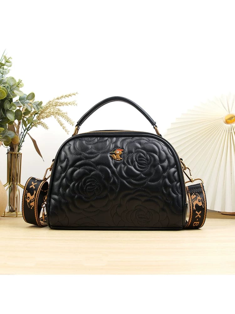 Classic Black Leather Crossbody bag