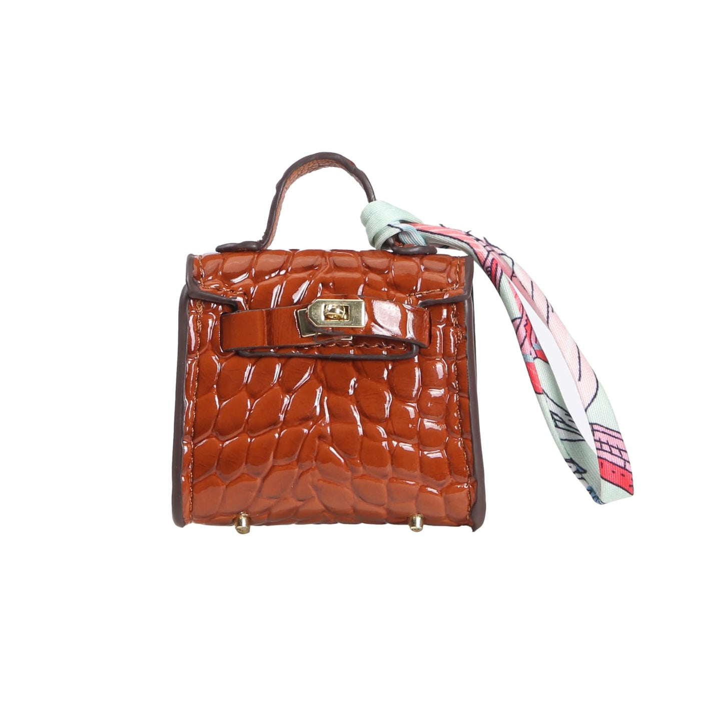 Top Grain Leather Mini Bag Charm Keyring