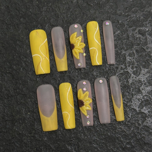 Press On Nail Extra Long Nails Square Shape 10Pcs Mask Queen Nepal