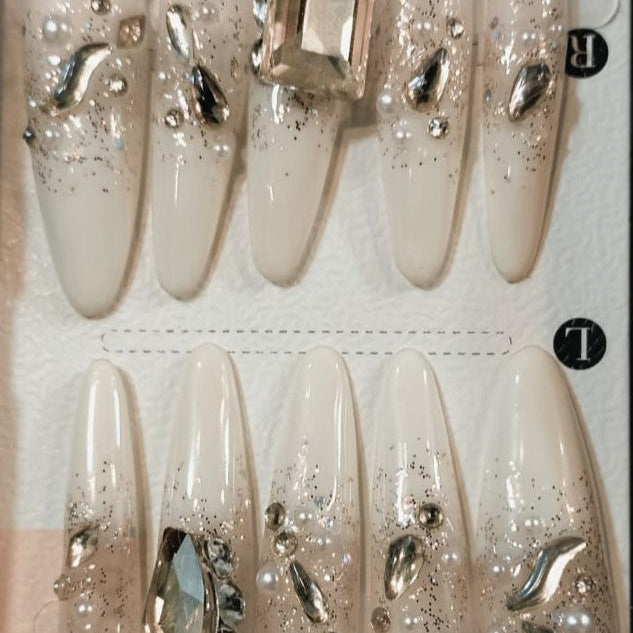 Press On Nail Long Stiletto Shape Nails 10Pcs Mask Queen Nepal