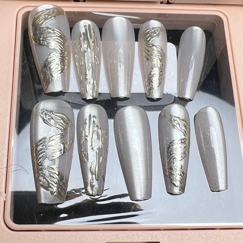 Press On Nail Long Coffin Nails Shape 10Pcs Mask Queen Nepal