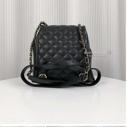 Chanel Medium Cargo Duma Backpack Black Shiny Grained Calfskin