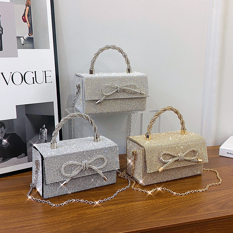 Gorgeous Rhinestones Bow Chain Shoulder Luxury Bag