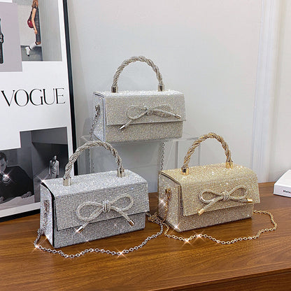 Gorgeous Rhinestones Bow Chain Shoulder Luxury Bag