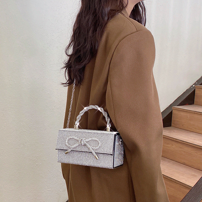 Gorgeous Rhinestones Bow Chain Shoulder Luxury Bag