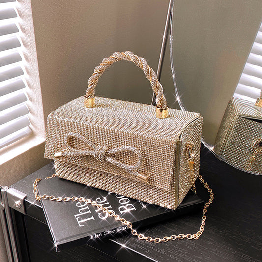 Gorgeous Rhinestones Bow Chain Shoulder Luxury Bag