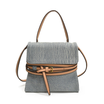 Designer Vintage Boho Moschino Tie Me Denim Bag