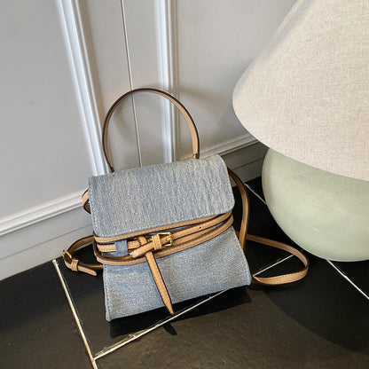 Designer Vintage Boho Moschino Tie Me Denim Bag