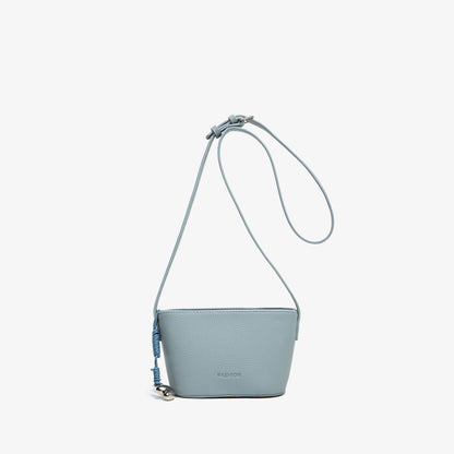 High Quality Simple Lychee Pattern Solid Color Bucket Blue Bag