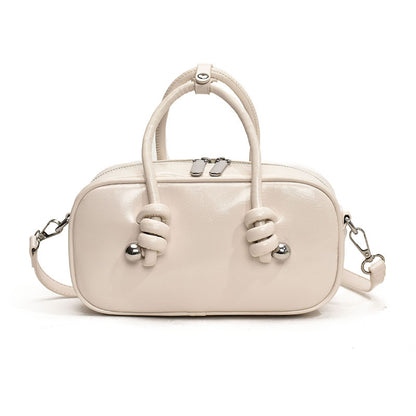 Small Leather Wallet With Top Handle Casual Shoulder Tote White Bag