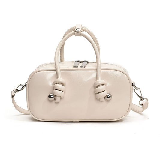 Small Leather Wallet With Top Handle Casual Shoulder Tote White Bag