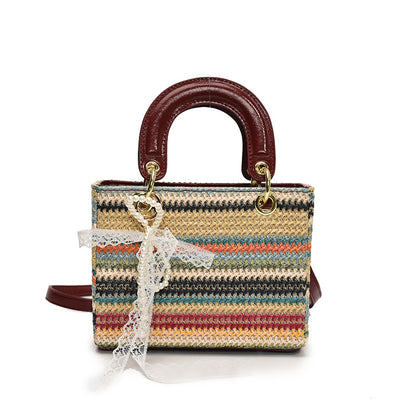 Women's Fashionable Red Colorful Handbag Casual Versatile Shoulder Bag