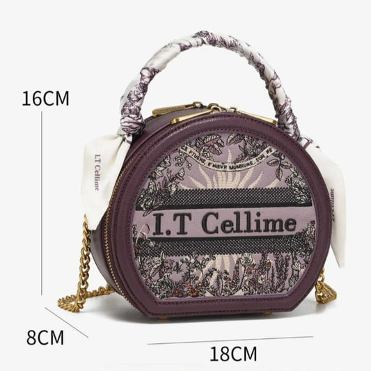 I.T Cellime Round Pu Leather Retro Texture Women's Versatile Crossbody Bag
