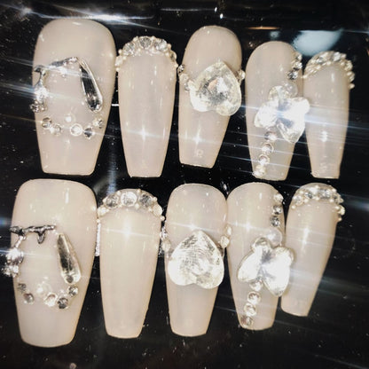 Press On Nail Coffin Shape Long Nails 10Pcs Mask Queen Nepal