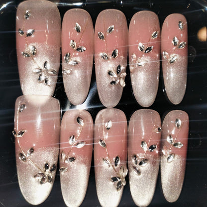 Press On Nail Long Round Almond Shape Nails 10Pcs Mask Queen Nepal