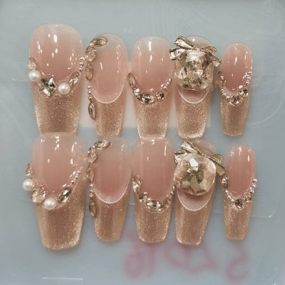 Press On Nail Coffin Shape Long Nails 10Pcs Mask Queen Nepal