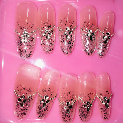 Press On Nail Long Round Almond Shape Nails 10Pcs Mask Queen Nepal