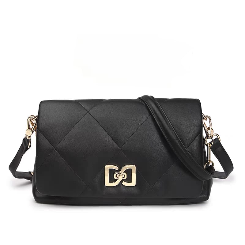 Topline Botswana Soft Quilted Crossbody Black Bag