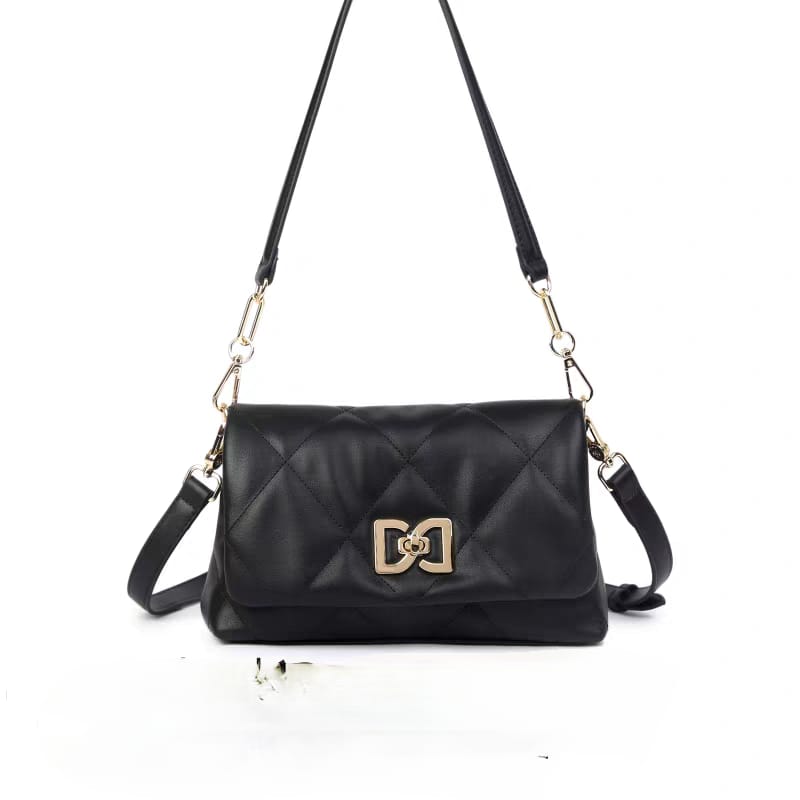 Topline Botswana Soft Quilted Crossbody Black Bag
