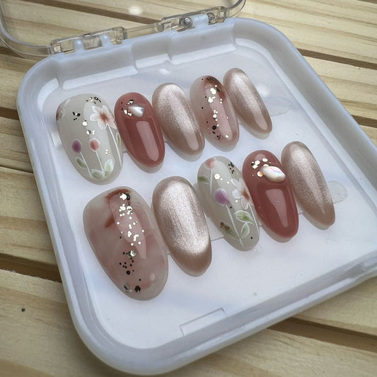 Press On Nails Round Oval Shape H0418-D