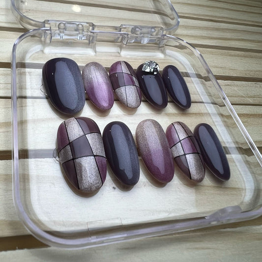 Press On Nails Round Oval Shape H0341-D