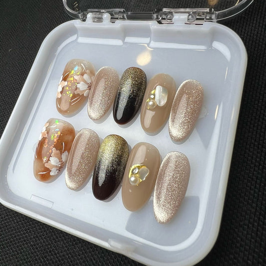 Press On Nails Round Oval Shape H0335-D
