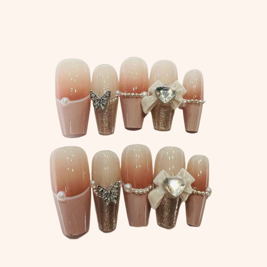 Y013 Press On Nails Long Coffin Shape