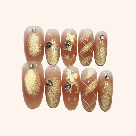 Y017 Press On Nails Round Oval Shape