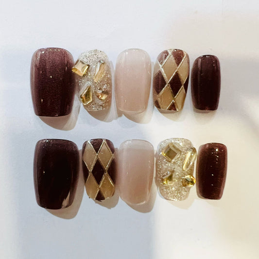 Y024 Press On Nails Short Coffin Shape