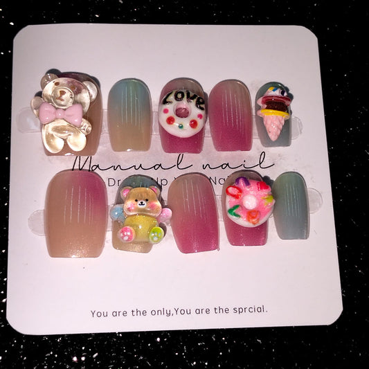 Z002 Press On Nails Square Coffin Shape