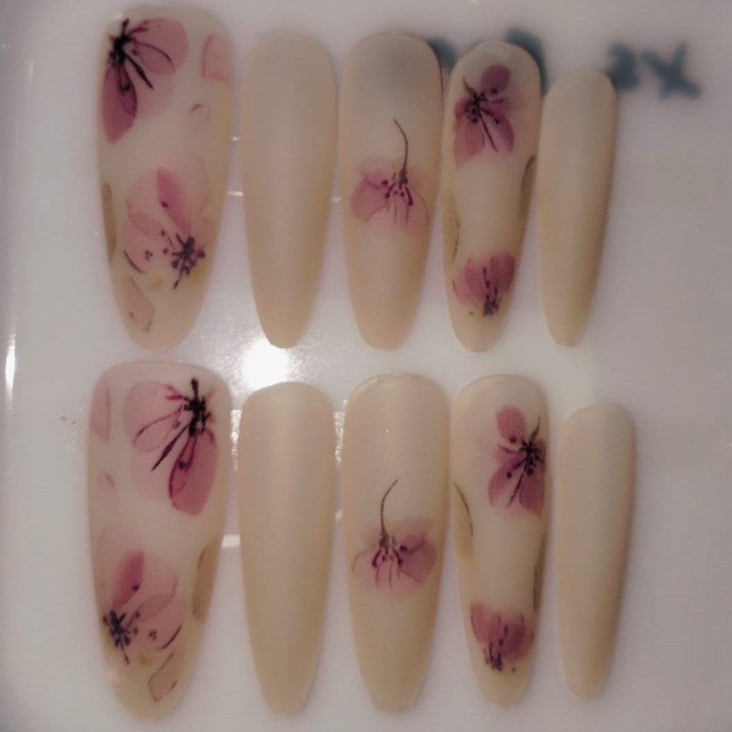 Press On Nail Long Round Almond Shape Nails 10Pcs Mask Queen Nepal