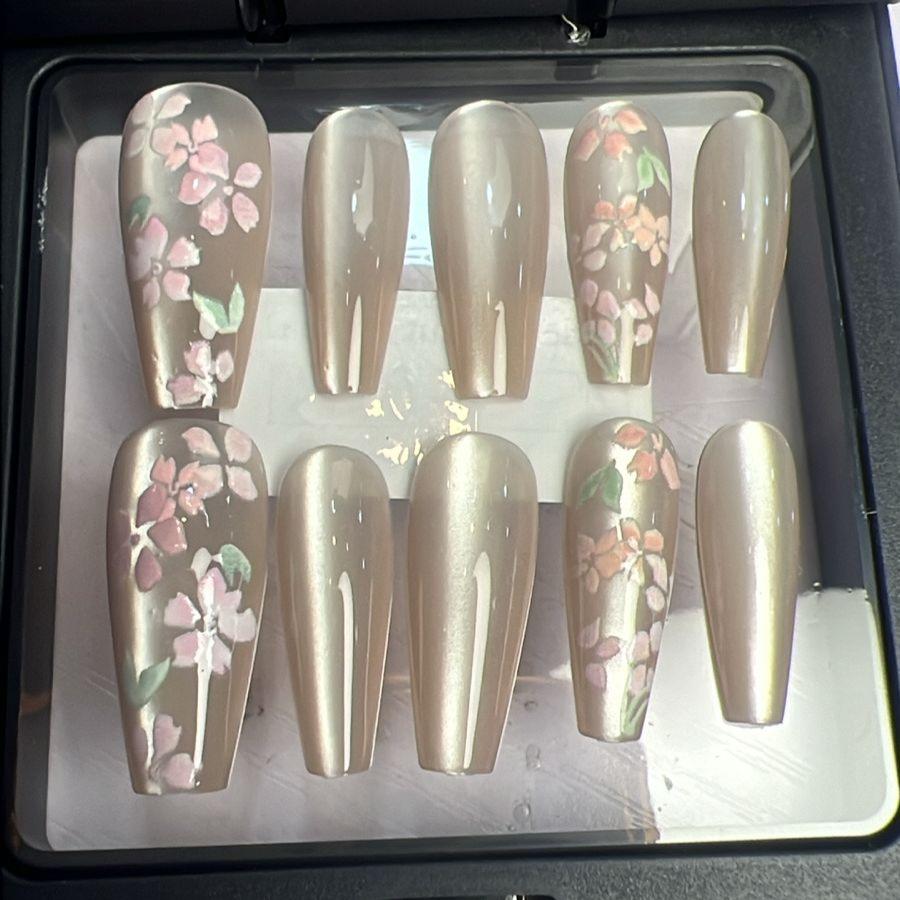 Press On Nail Long Coffin Nails Shape 10Pcs Mask Queen Nepal