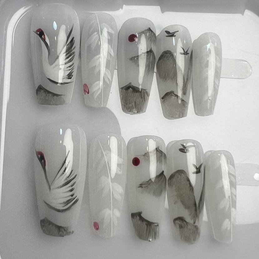 Press On Nail Long Coffin Nails Shape 10Pcs Mask Queen Nepal