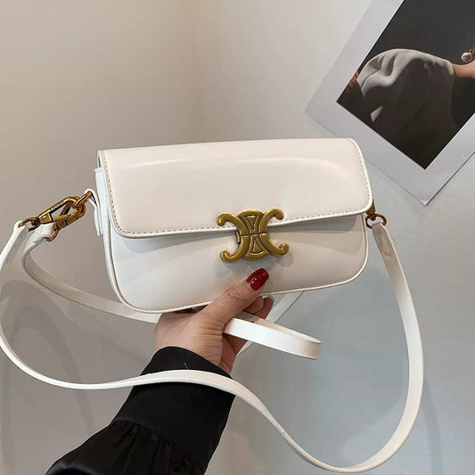 Celine Triomphe White Shoulder Bag