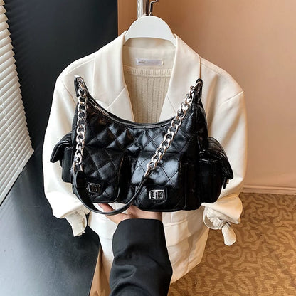 CHANEL Leather Hobo Shoulder Bag