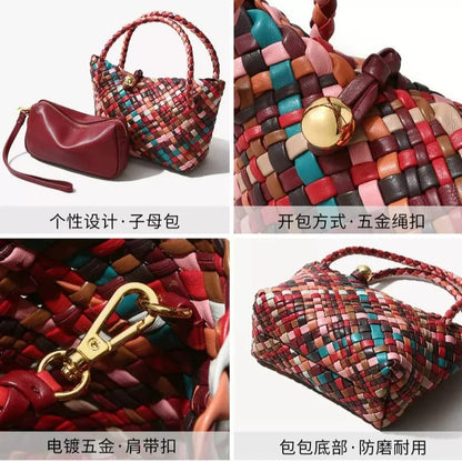 Handmade Colorful Splicing Weave Ladies Bag