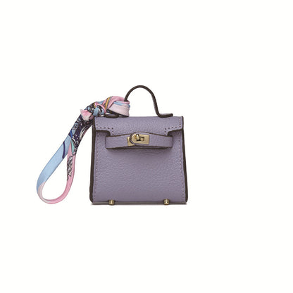 Top Grain Leather Mini Bag Charm Keyring