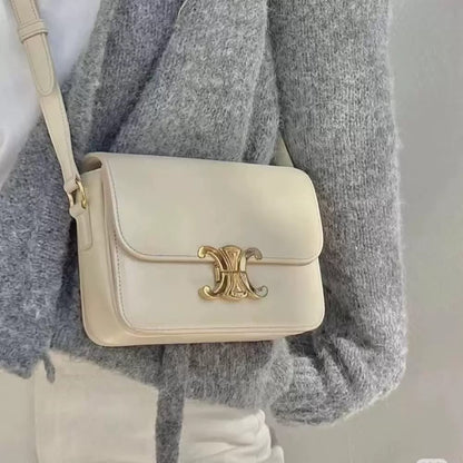 Celine Triomphe White Shoulder Bag