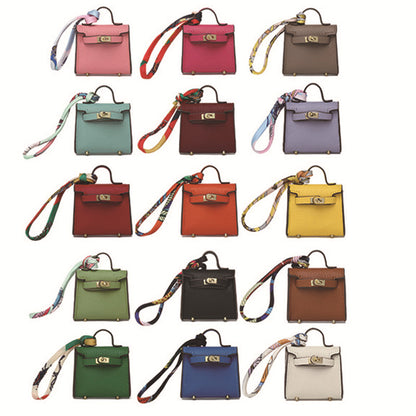 Top Grain Leather Mini Bag Charm Keyring