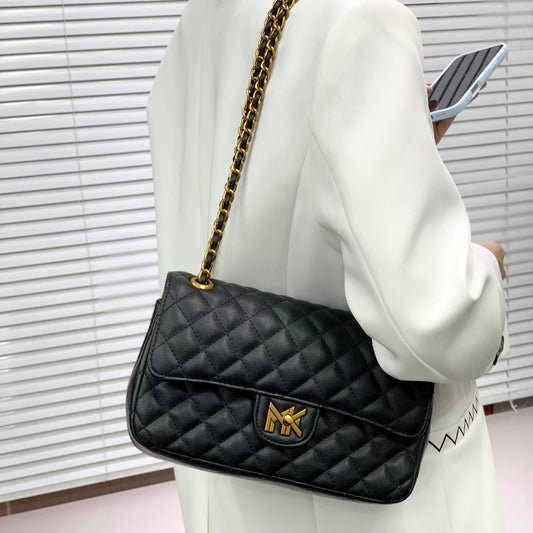 MK Black Leather Luxury Women Shoulder Bag