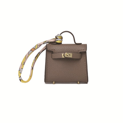 Top Grain Leather Mini Bag Charm Keyring